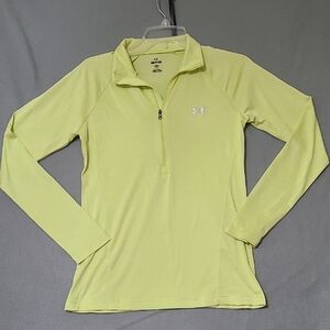UNDER ARMOUR Women's Lime Green Long Sleeve Quarter Zip Top - Size Small